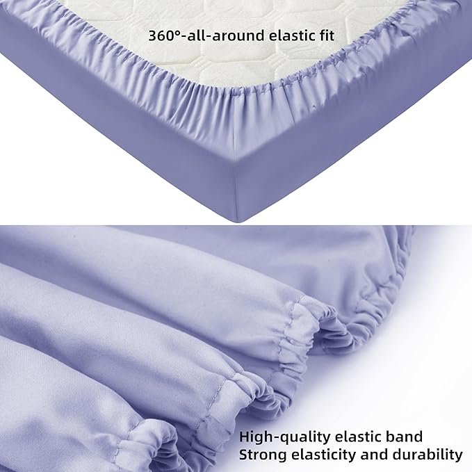 HBHLFZ Crib Sheets for Boys, Girls, 28x52 Inch Fitted Crib Sheet - 8 Inch Deep Pocketed Fixed Sheet - Soft and Comfortable Microfibre - Fits Standard cot and Toddler mattresses, Light Purple