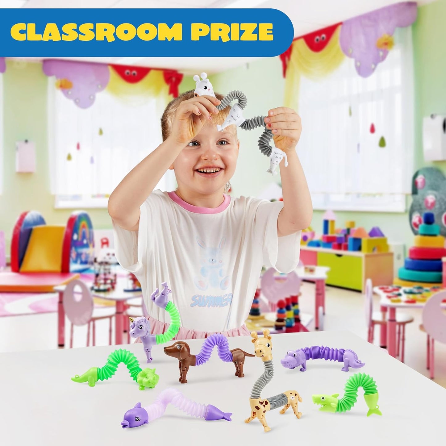 JOYIN Animal Pop Tubes Fidget Toys, 8 Pack Sensory Toys for Toddlers 2-3 Party Favors for Kids 4-8 8-12 Birthday Gifts Party, Classroom, School Reward,Goodie Bags Stuffers for Kids