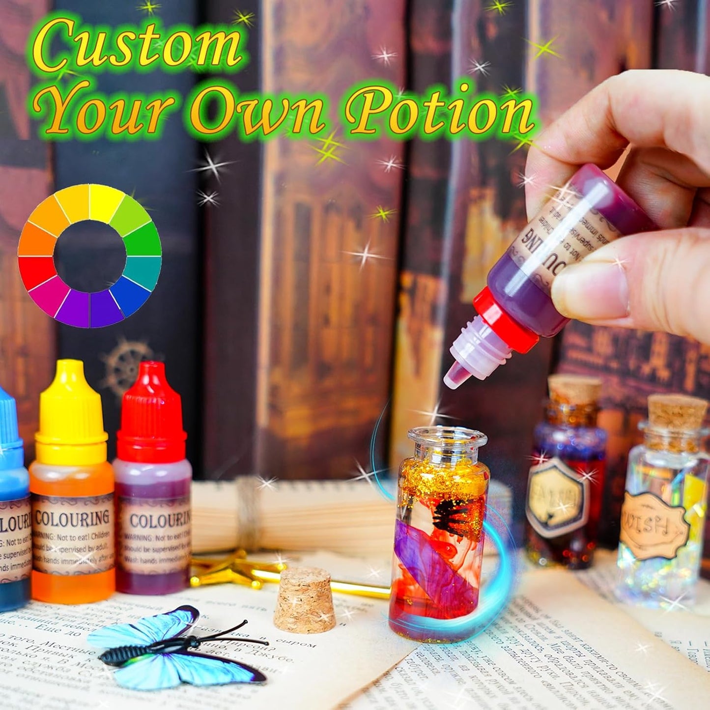 FOMOMDI DIY Magic Crystal Potions Making Kit, Magic Mix 20 Bottles Fairy Wizard Potions, Halloween Christmas Birthday Gift for Girls Kids Ages 6-12