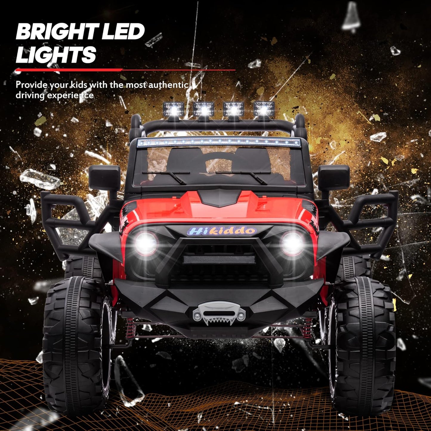 24V 9Ah Ride on Toy for Big Kids, 4WD 2 Seater Ride on Car Truck with Remote Control, 4x200W Motor - Red