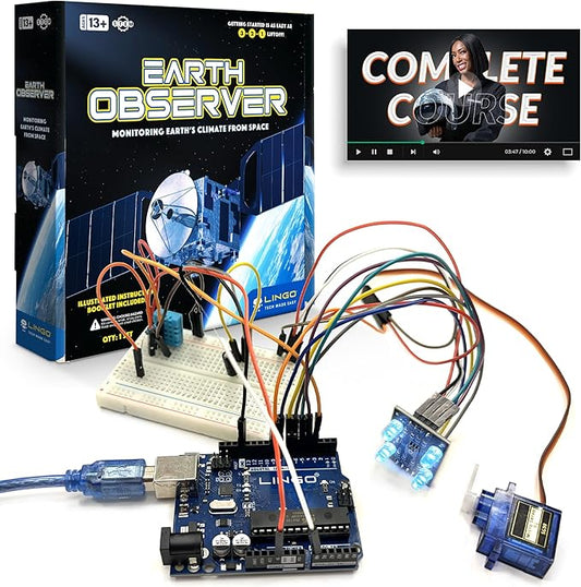 LINGO Earth Observer STEM Coding Kit - Build & Code Your Own Satellite to Monitor Earth's Climate from Space - Science Kits for Ages 13+ Years for Birthdays & Holidays
