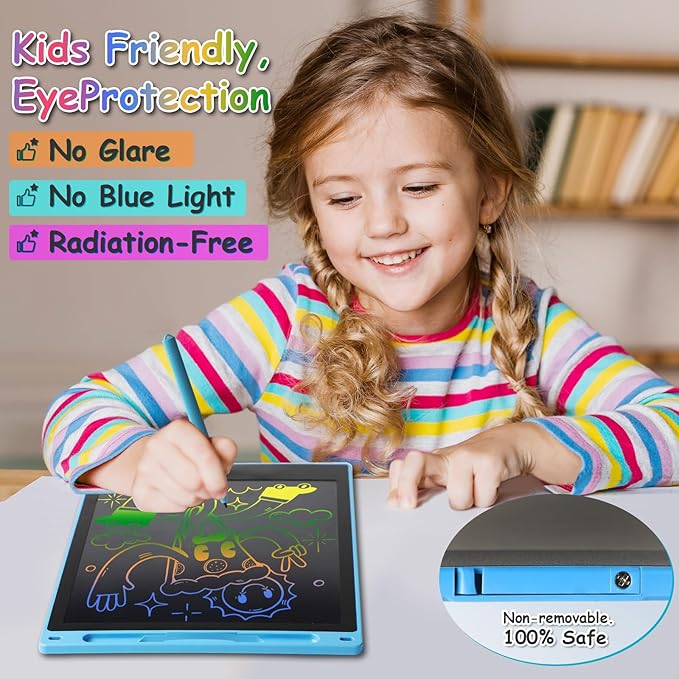 12 Inch LCD Writing Tablet - Colorful Electronic Drawing Pad & Doodle Board for Kids Ages 3-8, Erasable Educational Toy, Birthday and Christmas Gift for Girls and Boys (Blue)