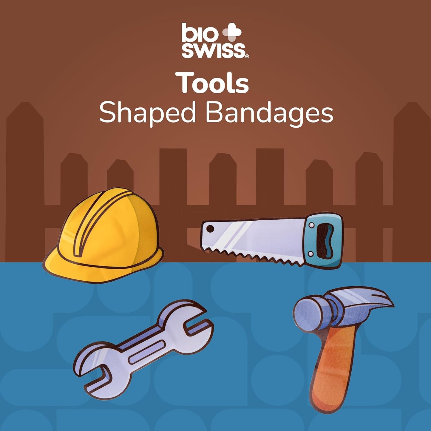 BioSwiss Bandages, Tools Shaped Self Adhesive Bandage, Latex Free Sterile Wound Care, Fun First Aid Kit Supplies for Kids and Adults, 24 Count