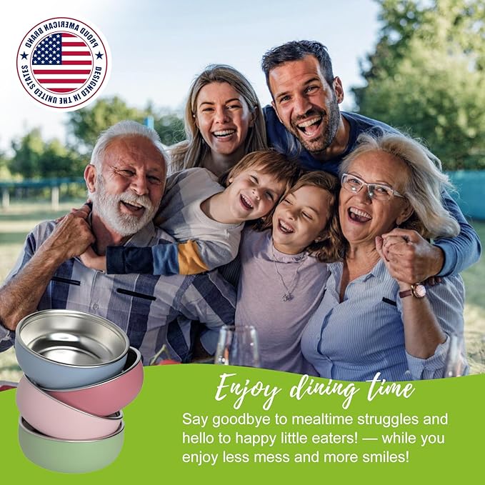 Non-Toxic Toddler Bowls with Non-Slip Base | Stainless Steel Baby Bowls for Kids | 5 Inch BPA-Free Dishwasher Safe Bowls | Mess-Free Feeding Supplies | 1-Pack Set