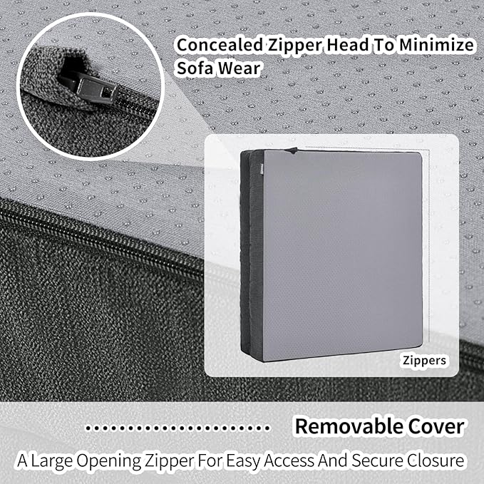 HAVARGO Recliner Cushions for Elderly, 20x20x4 Inch Thick Chair Cushion for Shorter Users Patent Design Soft Tufted Dual Layer Booster Seat Cushions for Seniors Recliner Risers Gray 1P