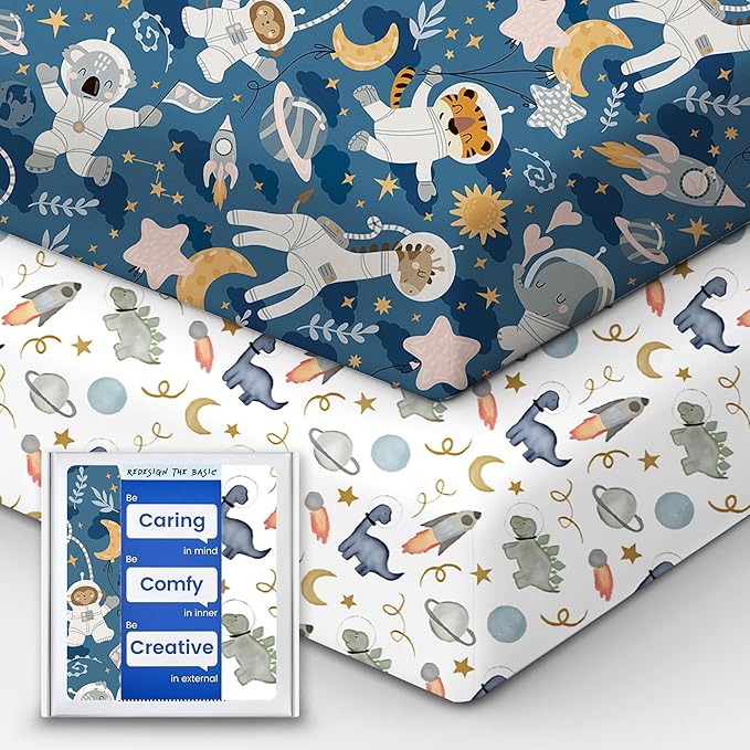 Premium Fitted Baby Boy Crib Sheets for Standard Crib Mattress - Ultra-Soft Jersey Knit Crib Mattress Sheet, Safe and Snug, Durable, Stylish Crib Sheet, 28''x52''x9'' Extra Deep Pocket