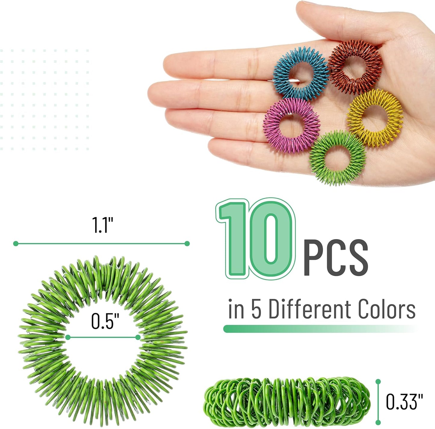 Mr. Pen- Spiky Sensory Rings, 10 Pack, Vibrant Color Stress Relief Fidget Sensory Toys, Fidget Rings, Fidget Ring for Anxiety, Stress Relief Rings, Massager for Fidget ADHD Autism, Sensory Ring