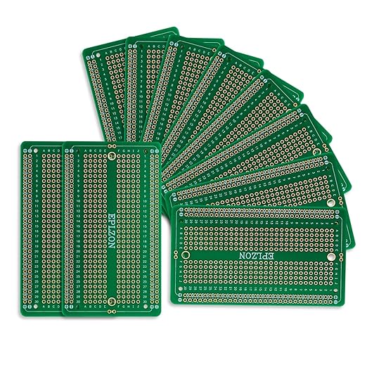 10 Pcs Solderable Breadboard PCB Board Gold-Plated Solder Breadboard for DIY Electronics Projects Apply to Soldering Projects 3.5"x2.05" (Green)