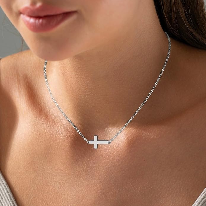 Cross Necklace for Women Trendy - Dainty 18K Real Gold Plated Minimalist Cross Necklace Non Tarnish Waterproof Trendy Cute Simple Small Necklaces Easter Christian Religious Faith Jewelry Gifts