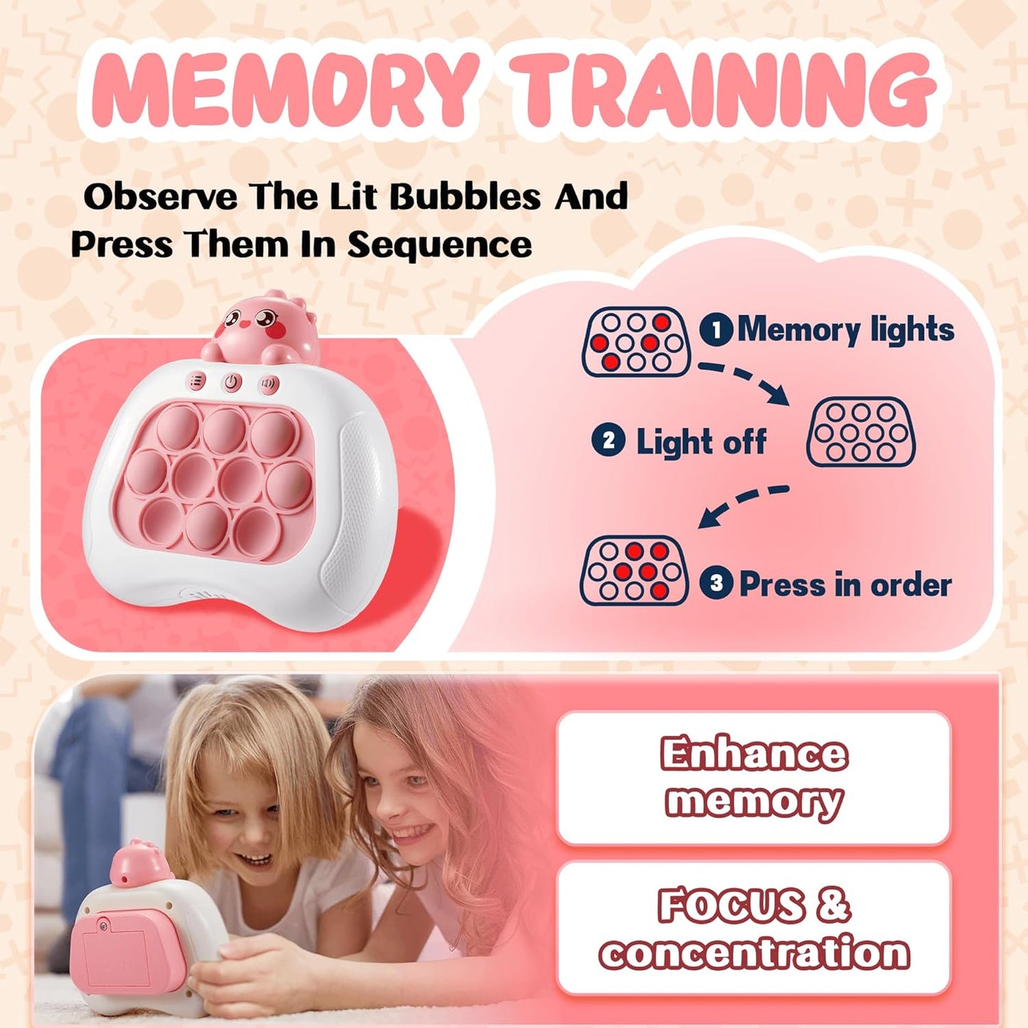 Push Game Console, Handheld Game for Kids 6-8 Years Old, Push Game, Bubble Pressure Glow Game, Autism Sensory Toy, Birthday Gift for Boys, Girls, Teens 8-12 Years Old…