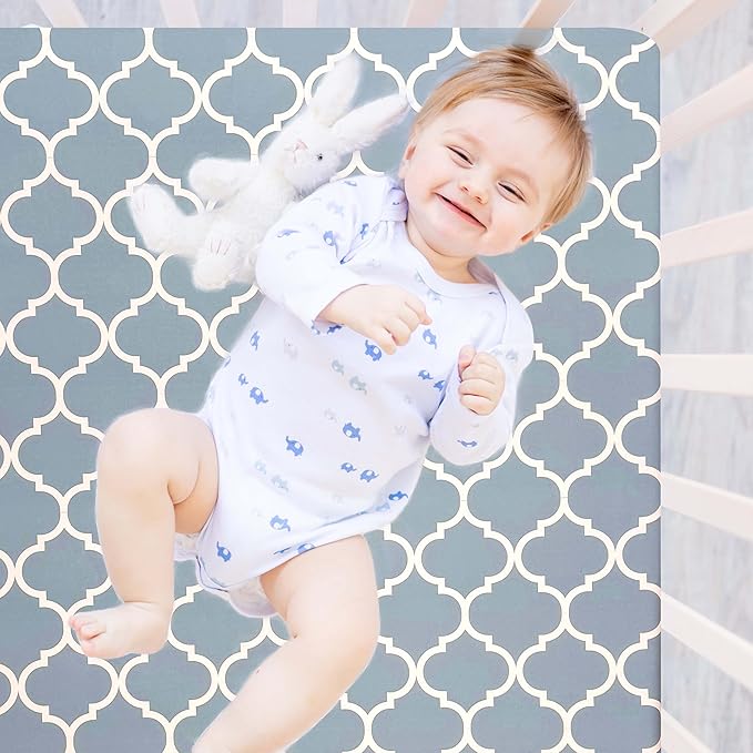 AMROSE 3 Pack Soft Floral Crib Sheets for Baby Girls, 28'' X 52'' Fitted Crib Sheets for Crib and Toddler Mattress Pad, Silk Touch Gentle Breathable Microfiber, Teal Blue Green