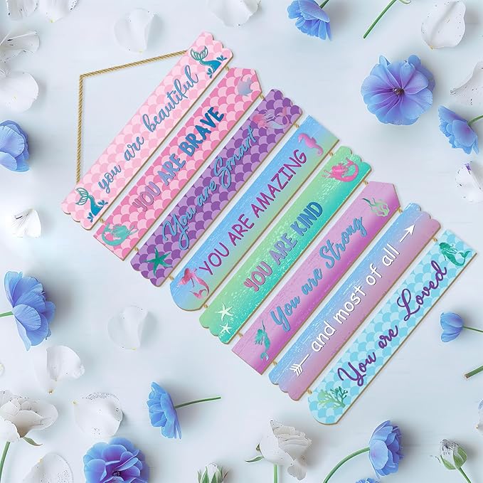 Mermaid Room Decorations For Girls, Kids Room Decor, Inspirational Wall Decor, Little Kids Bedroom Decor,Bedroom Deco For Teen Girls,Nursery Wall Deco(Mermaid)