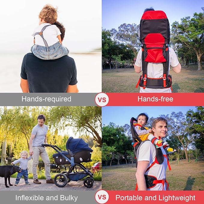 Baby Shoulder Carrier Baby Hiking Backpack Carrier with Rain Cover Sun Shade for Child Safe Backrest and Toddler Ergonomic Seat Holds 40 Pound for Children Between 6 Months-3 Years Old Babies