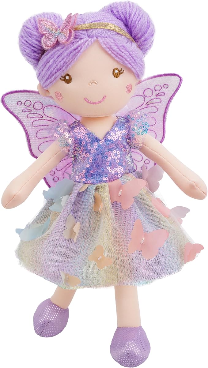 June Garden 15" Celestia The Rainbow Whisper Fairy Doll – Soft Plush Fairy Toy with Multicolor Butterfly Skirt – Enchanted Garden Collection