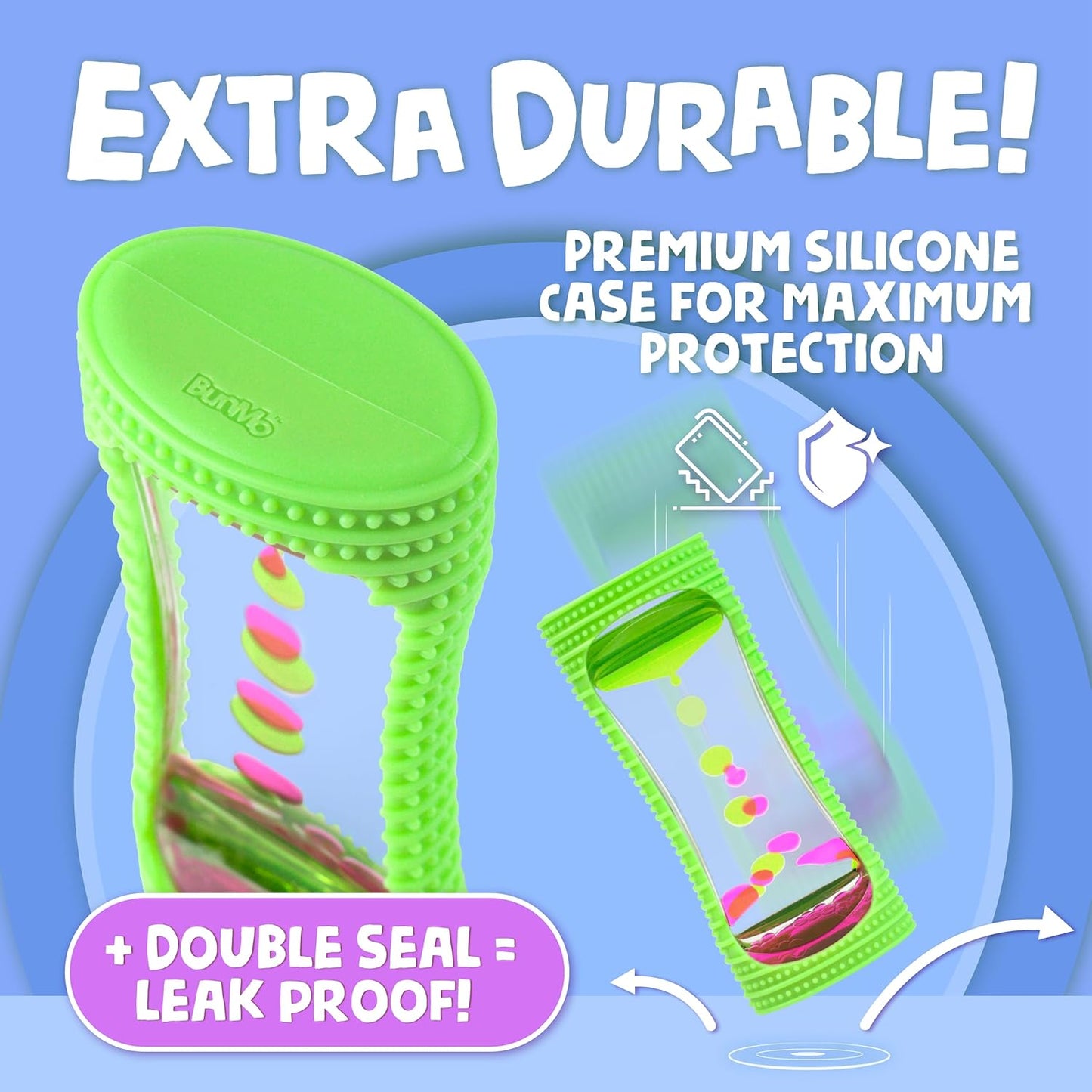 BUNMO Liquid Motion Bubbler with Sensory Texture - Liquid Timer - Bubble Timer - Liquid Motion Sensory Toys for Autism, Calming & Sensory Exploration - Kid Sensory Bottles Tubes - Small Green