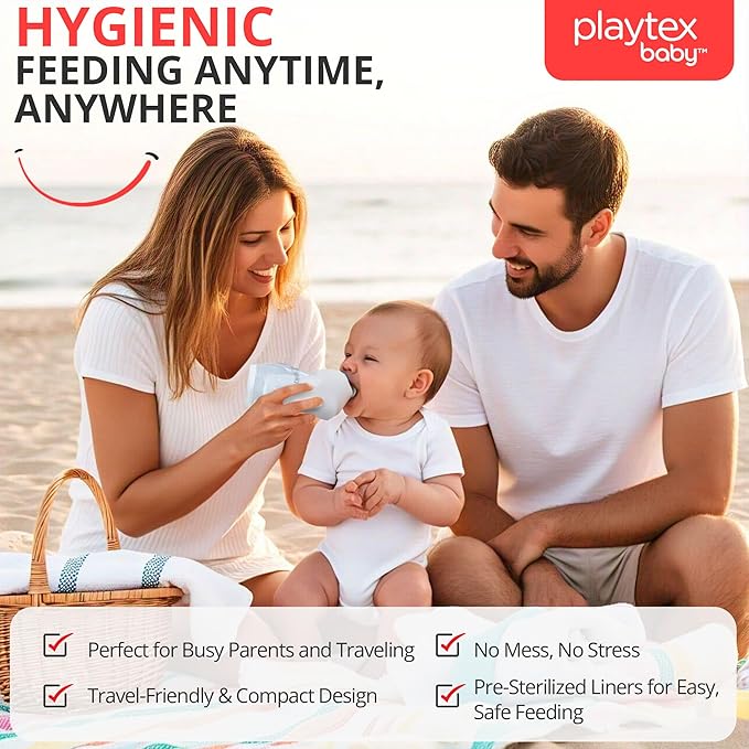 Playtex Baby Nurser Pre-Sterilized Disposable Drop-Ins Baby Bottle Liners, 8 Oz (100 Count), Anti-Colic, Gas Reduction, Easy to Clean, Closer to Breastfeeding, Perfect for Travel and On The Go