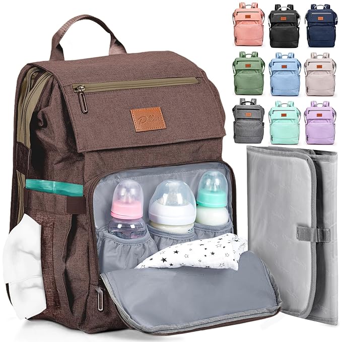 PILLANI Baby Diaper Bag Backpack - Large Bag for Boys & Girls, Waterproof Diaper Backpack - Travel Diaper Bags w/Changing Pad, Baby Registry Search & Shower Gifts - Essentials Must Haves Newborn Stuff