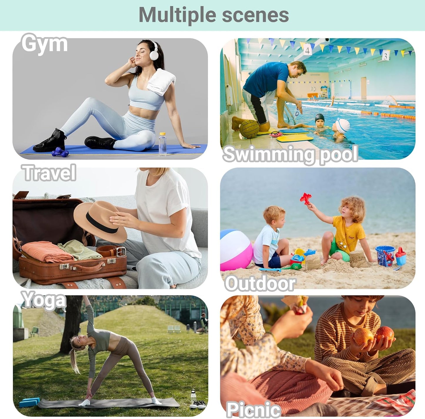 HECCEI Wet Dry Bag, 2-Pack Reusable Waterproof Wet Bagsfor Swimsuits & Baby Clothes, Leakproof Cloth Diaper Wet Bags for Travel & Diaper Changes (Soft Check)