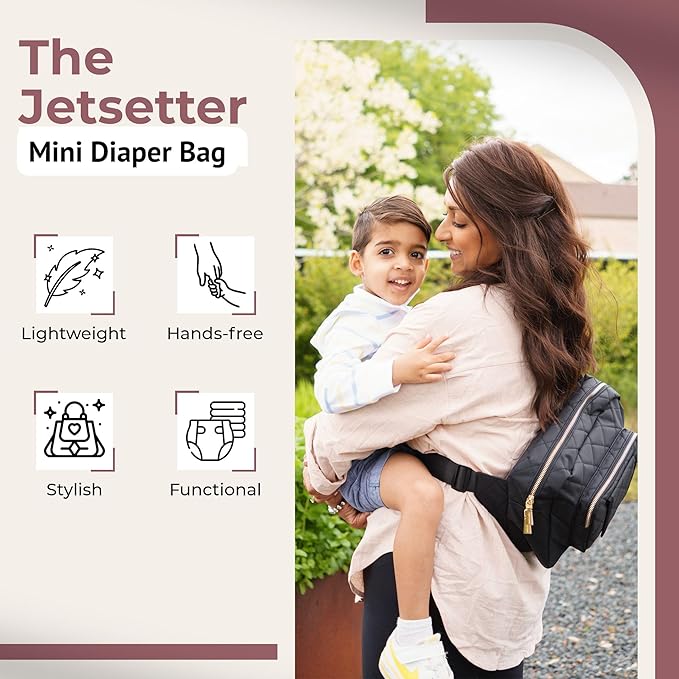 Lion & Light® Small Diaper Bag - Mini Diaper Bag with Portable Changing Pad, Fanny Pack Crossbody Bags for Baby & Toddler, Black Travel-Friendly Baby Tote with Adjustable Strap & Zippered Pockets