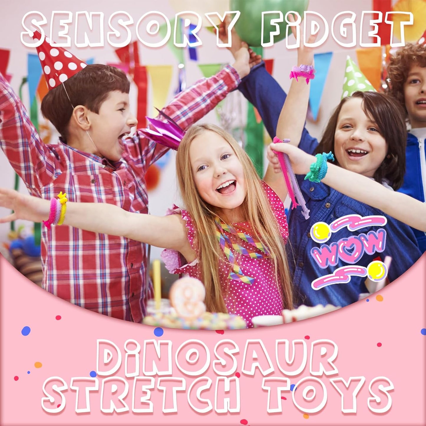 40 Pcs Stretchy Fidget String Toys,Colorful Dinosaur Stretchy Strings,Sensory Fidget Dinosaur Stretch Toys with Wings for Children's Day,Kids,Valentine's,Easter,Party Favors,Back to School Gift