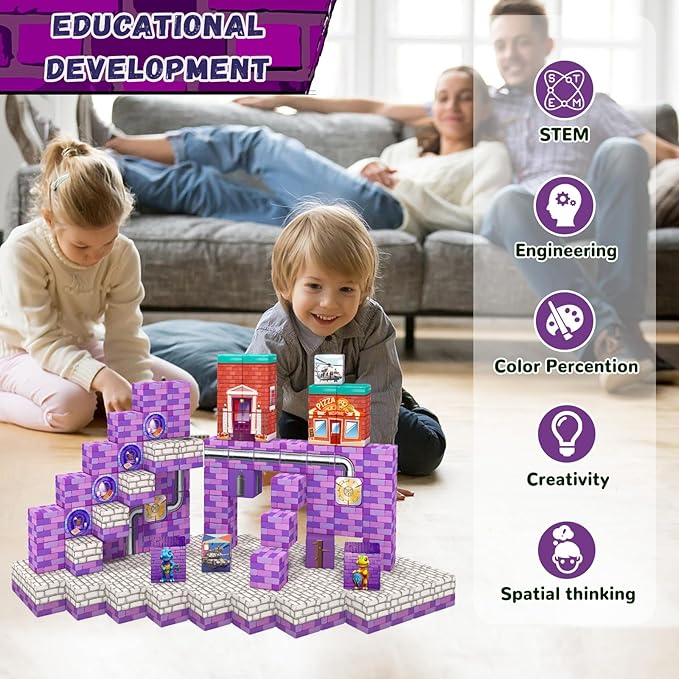 Magnetic Blocks,Building Toys for Kids, Dinosaur Adventure Magnet Building Cubes, Sensory Montessori Toys for 3+ Year Old Boys & Girls, Ideal Gifts for Ages 5-7 8-13, with ASMR Sounds and Clicking