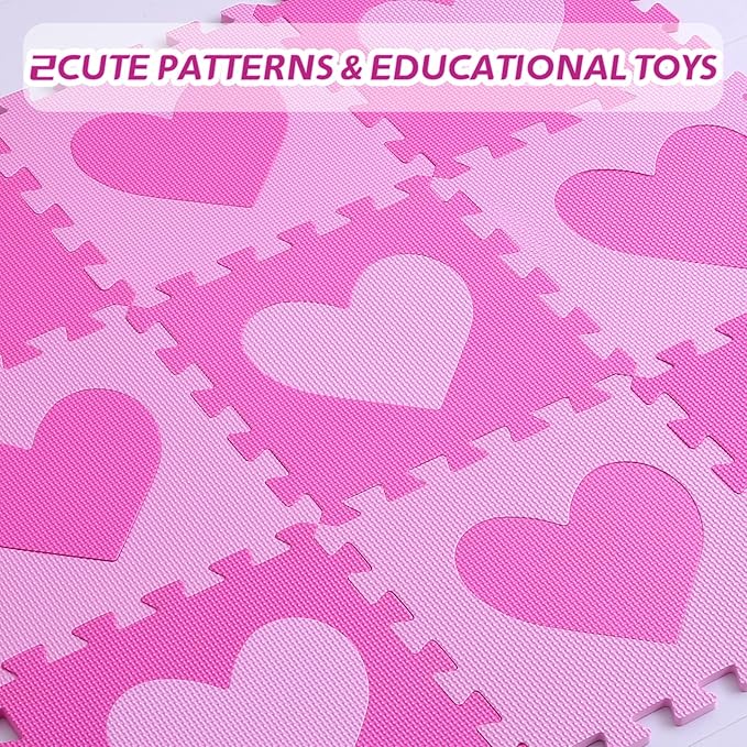 Coolcandy Baby Play Mat Without Fence, 9Pcs Interlocking Puzzle Floor Mat, 0.4" Thick Non-Toxic EVA Foam Play Mat, for Infants & Toddlers 3-36 Months, Soft Puzzle Tiles for Play Areas