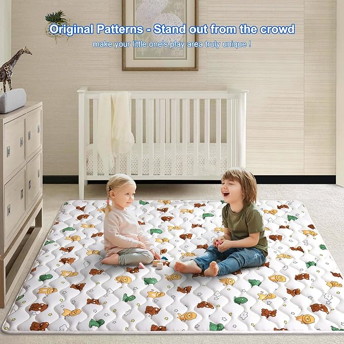 Premium Foam Baby Play Mat 50" X 50", Thicken One-Piece Crawling Mat, Non-Slip Cushioned Activity PlayMats for Infants, Babies, Toddlers, Play & Tummy Time