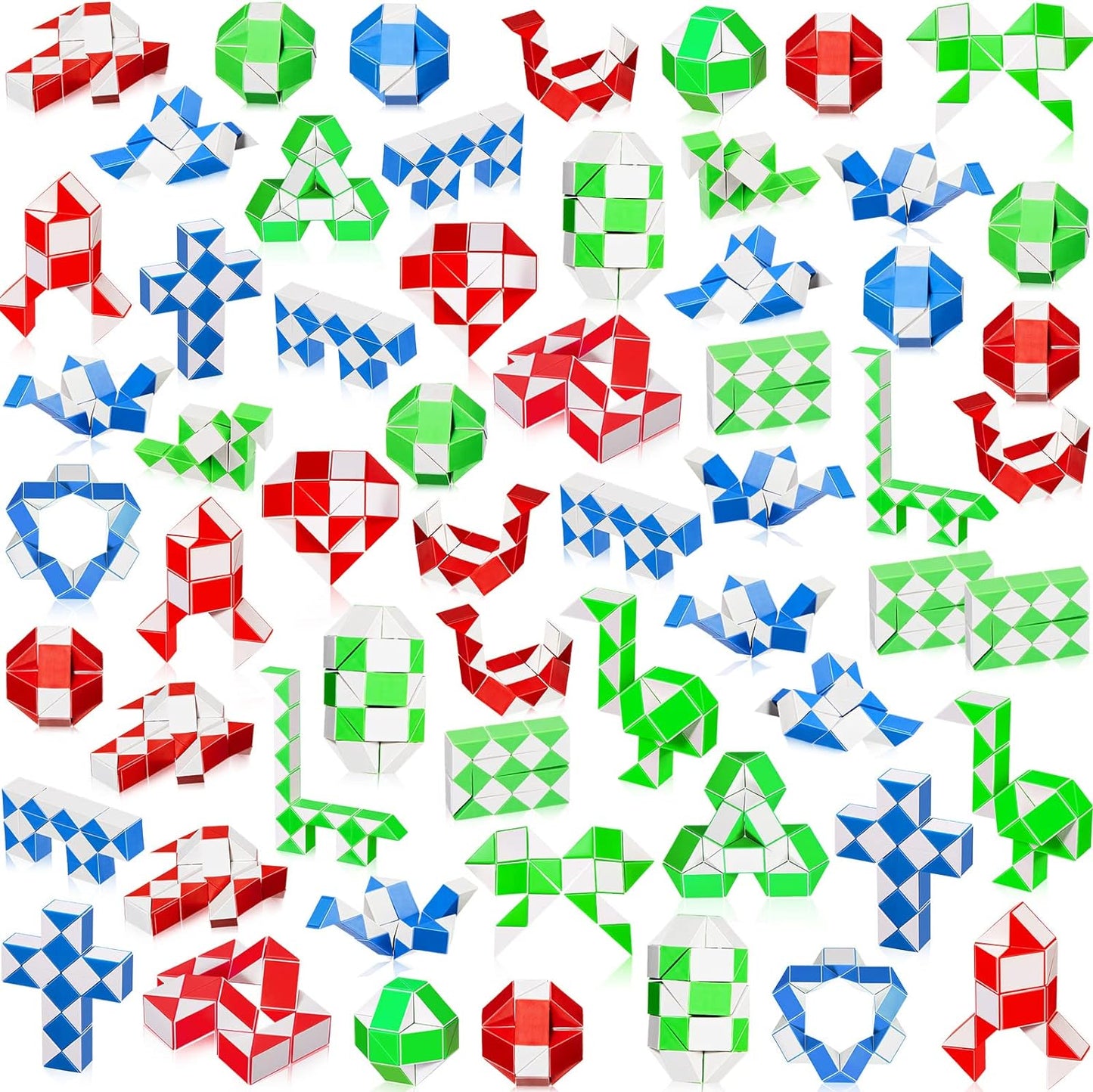 60 Pack Sensory Fidget Snake Cube 24 Blocks Twist Puzzles Toys Mini Snake Fidget Toy for Kids Teens Party Bag Fillers Party Favors