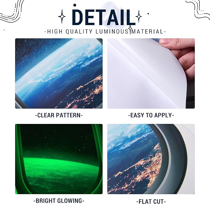 Glow in The Dark 3D Space Wall Decals, Set of 3 Galaxy Window Stickers for Wall, Space Themed Room Decor for Kids Boys (Green)