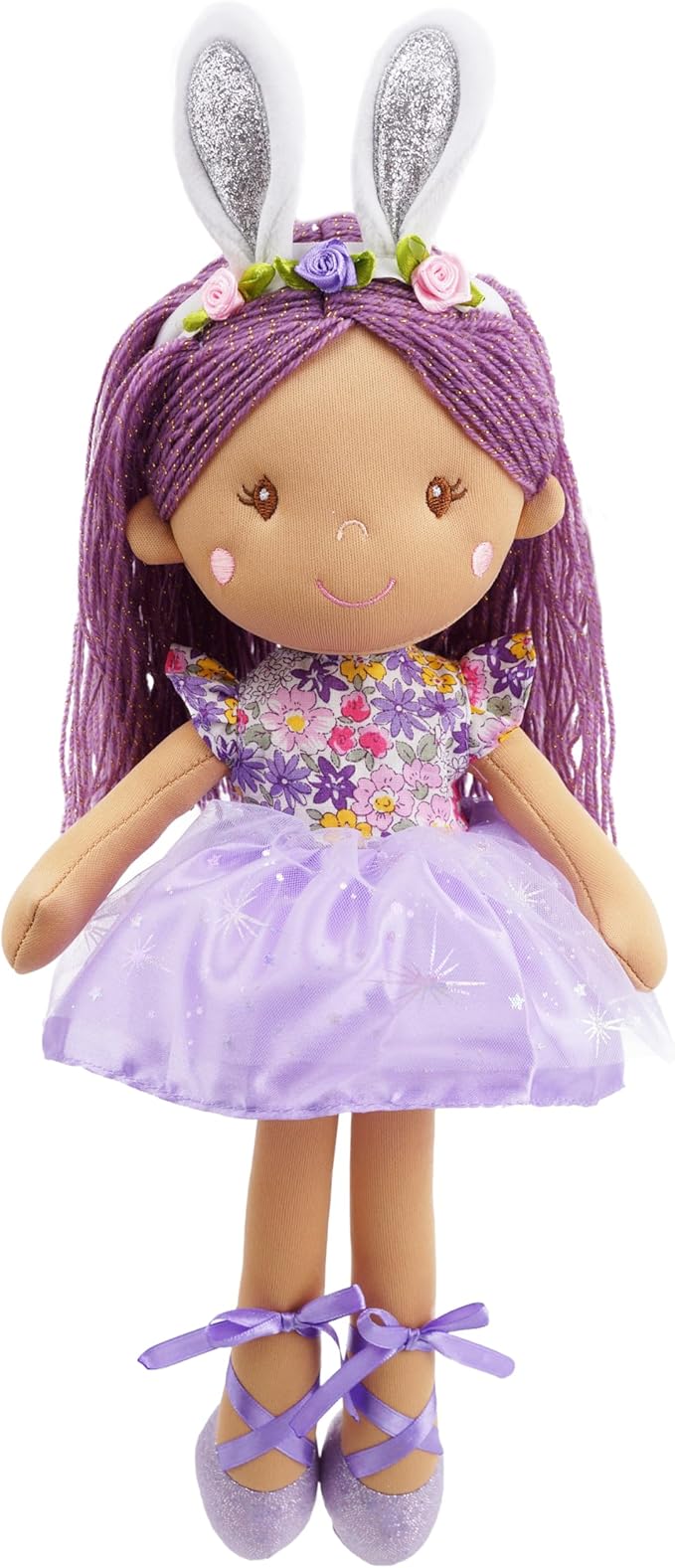 June Garden 16" Tia Bunny Ballerina Plush Doll – Soft Stuffed Doll – Easter & Birthday Gift for Girls and Toddlers - Lilac