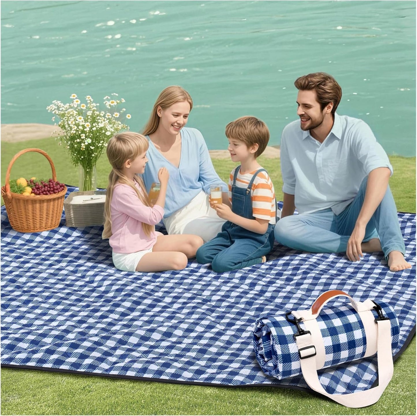 Genovega Waterproof Picnic Blanket Beach Outdoor Camping Mat Extra Large Foldable Cute Big Travel Essential Accessories Gift Park Patio Lawn Garden Grass Ground PlayMusic Festival Concert Must Have