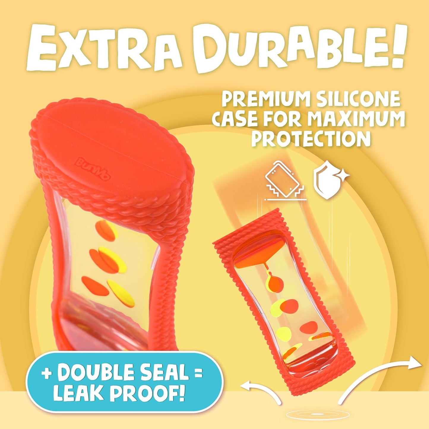 BUNMO Liquid Motion Bubbler with Sensory Texture - Liquid Timer - Bubble Timer - Liquid Motion Sensory Toys for Autism, Calming & Sensory Exploration - Kid Sensory Bottles Tubes - Small Red