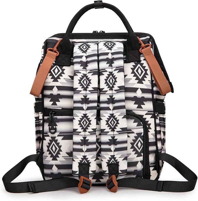 Montana West Wrangler Callie Diaper Bag Backpack with Pacifier Case, Crossbody Bottle Bag and Stroller Straps Western Pattern Multifunction Baby Travel Bag Set WG2215-9110BK