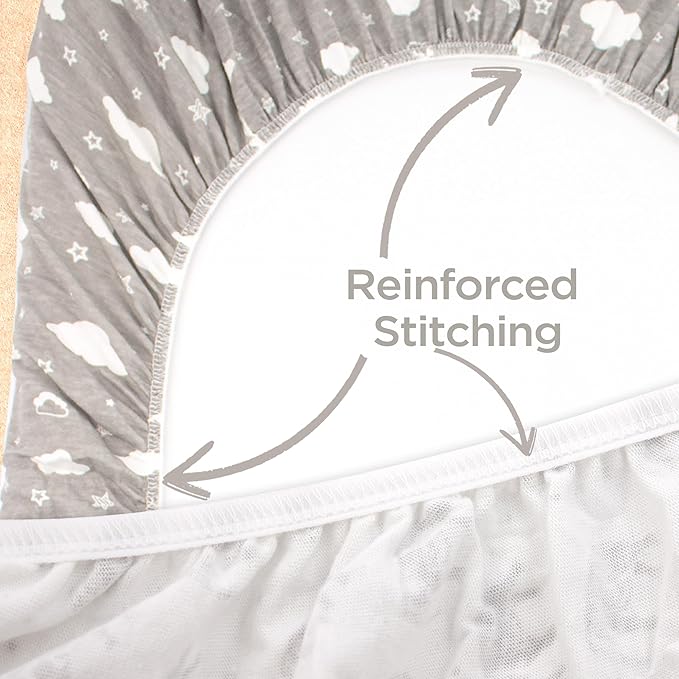 Baby Bassinet Sheet Set for Boy and Girl, 3 Pack Organic Jersey Cotton Universal Fitted Bedding Cover for Oval, Hourglass & Rectangle Bassinet Mattress, Fitted Sheets Size 32 x 16 x 4 Inches