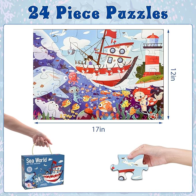 Jumbo Floor Puzzle for Kids,Large Jigsaw Puzzles 24 Piece for Kids Ages 3-5 (sea World)