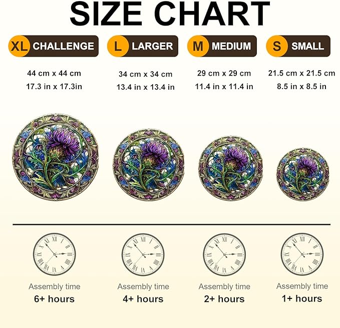 KAAYEE Wooden Jigsaw Puzzles-Scotch Thistle Wooden Puzzle Adult 450 PCS Unique Shape Wood Puzzle Adult,3D Visual Effect Puzzle for Adults,Family Puzzles Aduls (XL-17.3 * 17.3in)