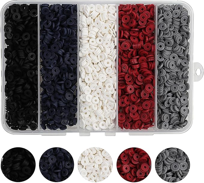 4000 Pcs Multicolor Clay Beads for Bracelets Making 6mm Heishi Polymer Clay Bead, Flat Round Disc for Jewelry Making