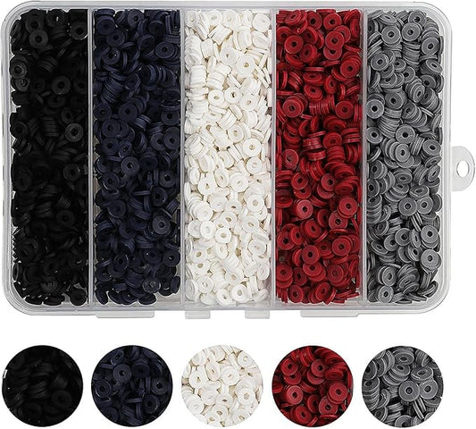 4000 Pcs Multicolor Clay Beads for Bracelets Making 6mm Heishi Polymer Clay Bead, Flat Round Disc for Jewelry Making