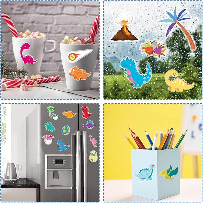 Window Clings Stickers for Kids Window Gel Clings Decals Thick Gel Clings Toddlers and Adults Classroom Home Nursery Airplane Birthday Party Supplies (Dinosaur)