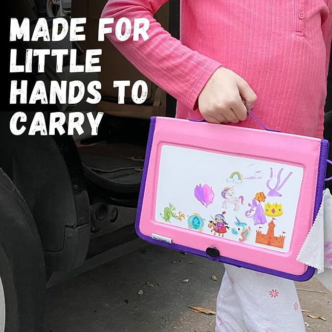 Totebook Kids Travel Educational Activity Book with Washable Markers - Car and Airplane Activities, Learning Toys for Toddlers- Reusable Stickers for Ages 4, 5, 6 (Princess & Extra Ocean Book)