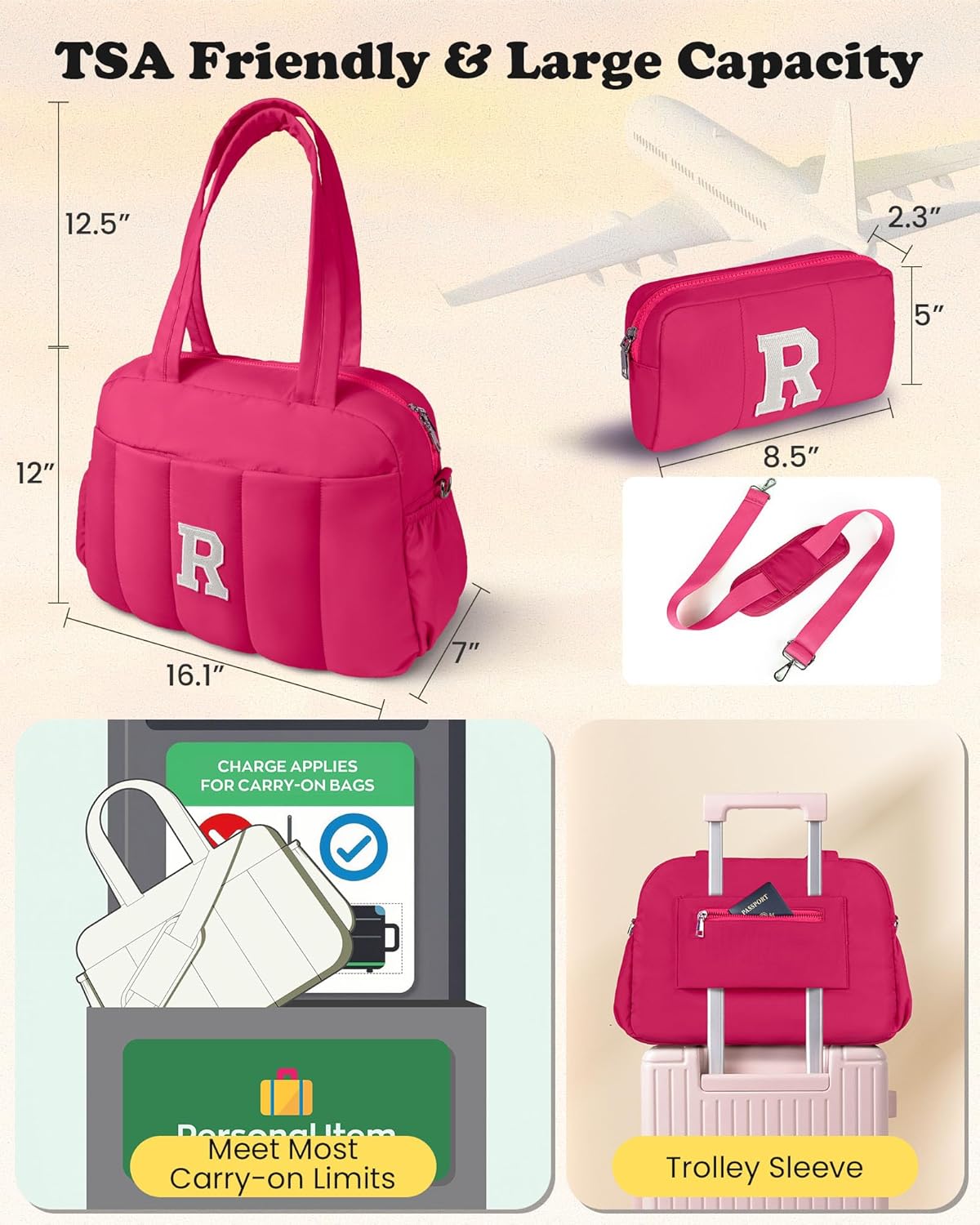 Dance Bag, Kid Weekender Bags，10 Year Old Girl Birthday Gifts-Girl Overnight Bag with Wet Pocket，Lightweight Travel Tote Personalized Cheer Bags with Makeup Pouch