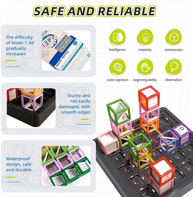 Laser Reasoning Game, STEM Puzzle Toy for Kids Age 8 and Up, 60 Level Challenges Logic Thinking Game,Gift for Boys and Girls Children's Day/Christmas/Easter