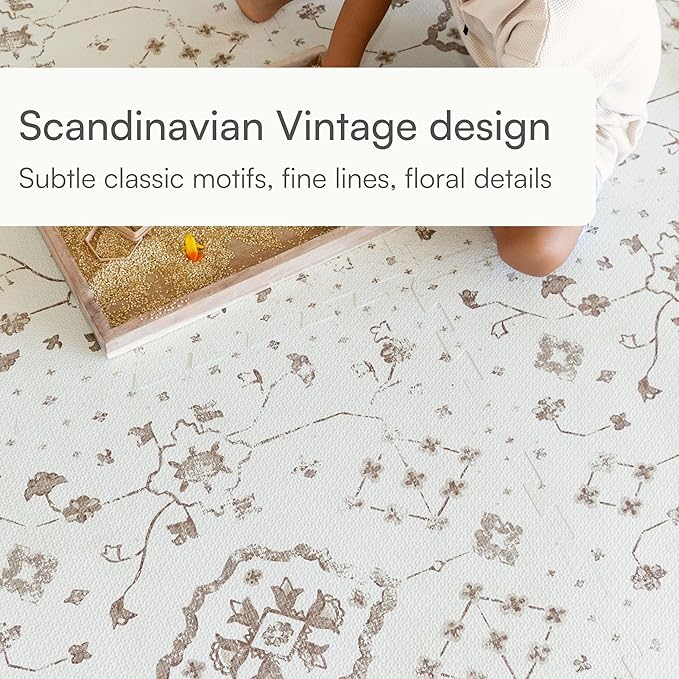 Lillefolk Baby Play Mat for Floor – 6x6ft Vintage Coffee | Soft Non Toxic Premium EVA Foam Tiles for Tummy Time, Crawling & Playroom – Waterproof Floor Mat for Babies & Toddlers (9 Tiles)