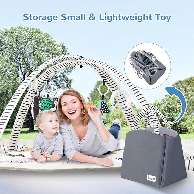 Baby Play Mat Tummy Time Mat with Exclusive Foldable Design, Stage-Based Skill Development Activity Gym, Machine Washable Baby Play Mats for Floor with Gift Package (Zebra)