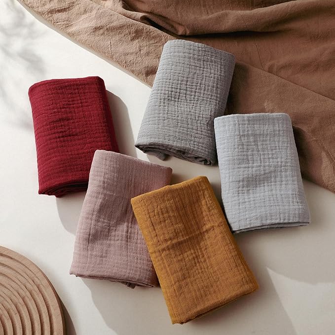 Muslin Receiving Blankets, Neutral Blanket Swaddling for Newborn Boys and Girls, 5 Pack Breathable and Skin-Friendly Swaddle Wrap for Infant Baby (Multiple Colors)
