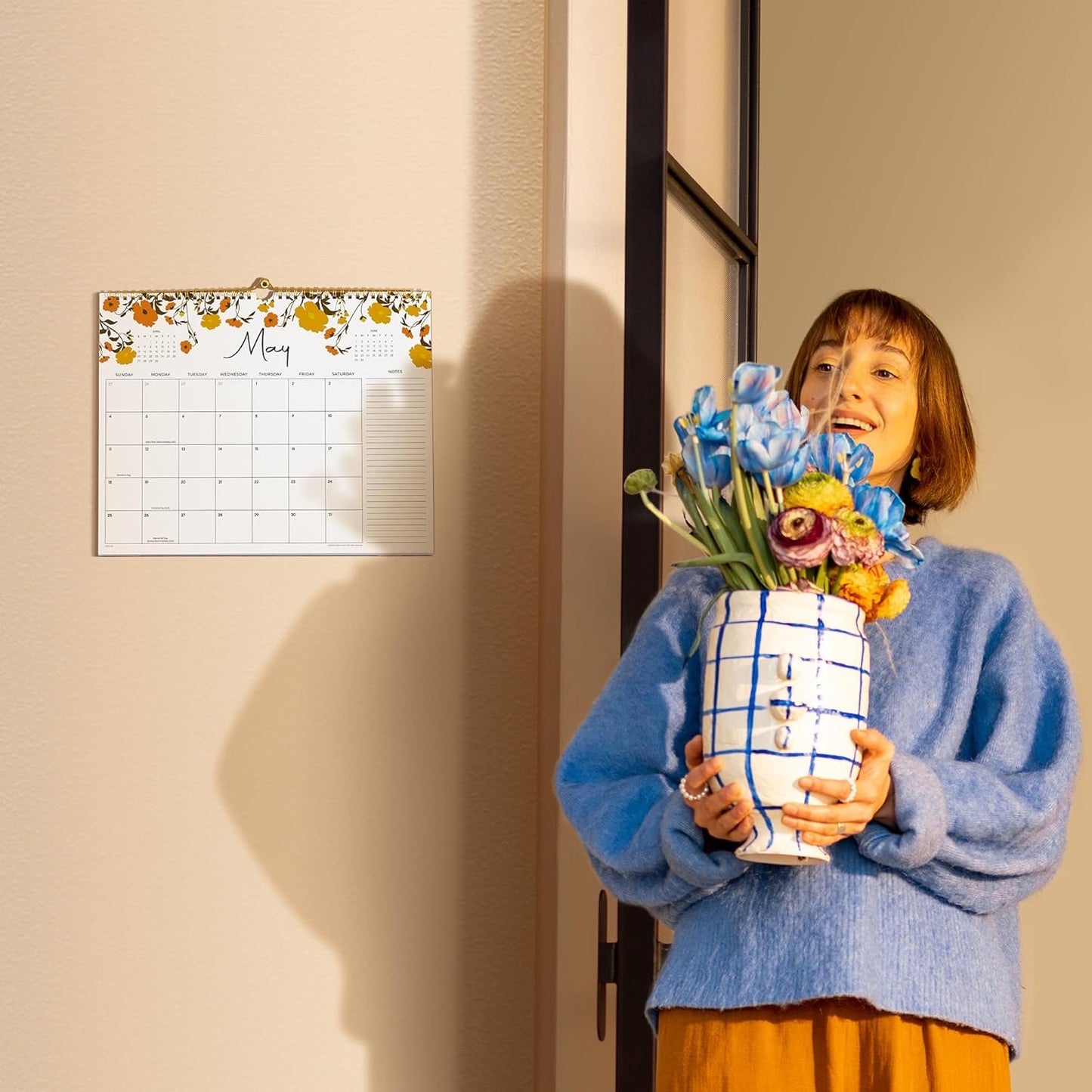 2025-2026 Calendar, Cabbrix Wall Calendar 2025, 18 Months Calendar Runs From July 2025 - December 2026, 15" x 12", Twin-Wire Binding, Hanging Hook, Floral Design