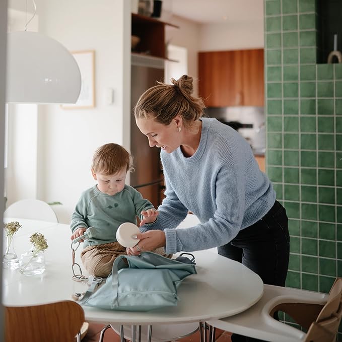 mushie Water Resistant Wet Bags | Large & Small Reusable Storage Bag for Baby Items and Travel | Zippered Pockets with Handle | Machine Washable, Set of 2 (Tradewinds)