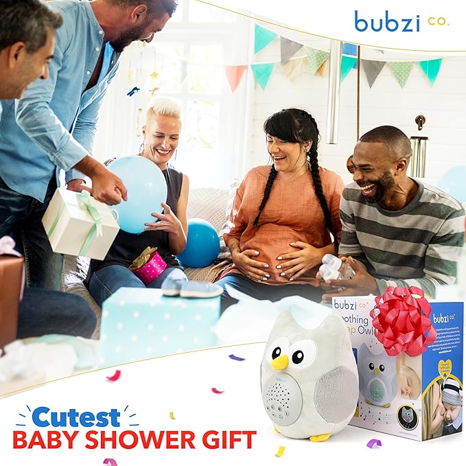 Bubzi Co Sound Machine, Portable Owl Soother & Night Light Projector, Comforting Electronic Infant Toddler Sleep Aid & Shush with White Noise