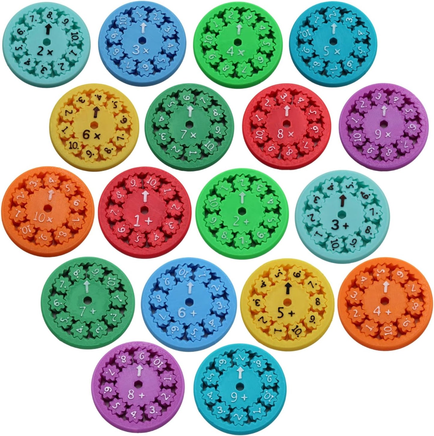 Math Fidget Spinners - Sensory Spinner Math Fact Fidget Spinners Stress Relief Sensory Toys for Kids Adults Addition Subtraction Multiplication and Division Learning (2 Set)