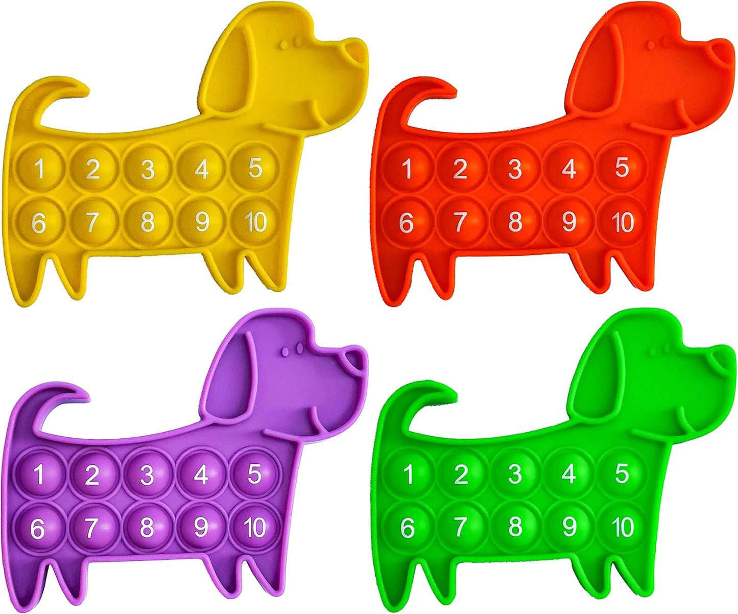 Ten Frame Math Manipulatives - Push Pop Fidget Toy with Puppy Dog Appearance for Kindergarten Classroom, an Educational Sensory Toy for Kids and Teachers, 4 Pack Set Included